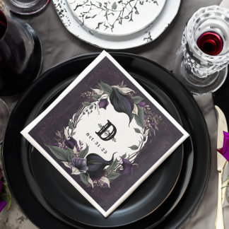 Elegante Monogrammed Gotische Bruiloft Servet