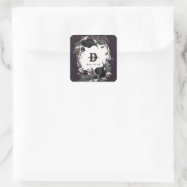 Elegante Monogrammed Gotische Bruiloft Vierkante Sticker