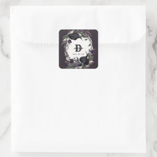 Elegante Monogrammed Gotische Bruiloft Vierkante Sticker