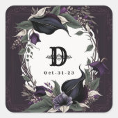 Elegante Monogrammed Gotische Bruiloft Vierkante Sticker (Voorkant)