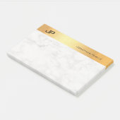 Elegante Monogrammed Goud Marmer Eenvoudige Sjablo Post-it® Notes (Schuin)