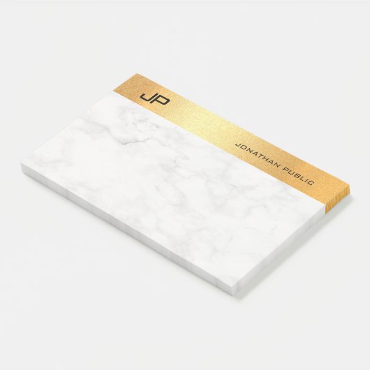 Elegante Monogrammed Goud Marmer Eenvoudige Sjablo Post-it® Notes (Schuin)