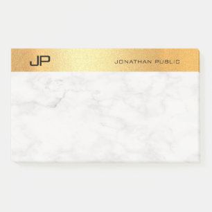 Elegante Monogrammed Goud Marmer Eenvoudige Sjablo Post-it® Notes