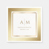Elegante Monogrammed Goud Trouwpapier Servetten (Voorkant)