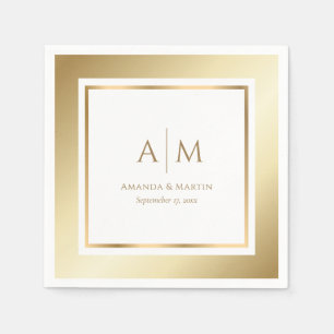 Elegante Monogrammed Goud Trouwpapier Servetten