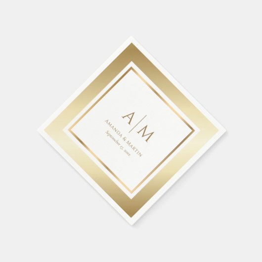 Elegante Monogrammed Goud Trouwpapier Servetten (Hoek)