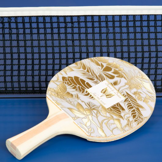 Elegante Monogrammed Gouden Monstera Tafeltennisbatje (Insitu)