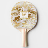 Elegante Monogrammed Gouden Monstera Tafeltennisbatje (Voorkant)