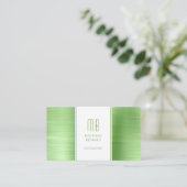 Elegante Monogrammed Groene Consultant Visitekaartje (Staand voorkant)