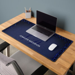 Elegante Monogrammed initiaal blauw glitter Bureaumat