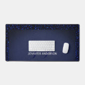 Elegante Monogrammed initiaal blauw glitter Bureaumat (Keyboard & Muis)