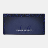 Elegante Monogrammed initiaal blauw glitter Bureaumat (Voorkant)