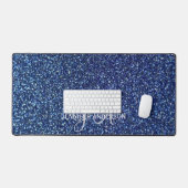 Elegante Monogrammed initiaal Blue Glitter Desk Ma Bureaumat (Keyboard & Muis)