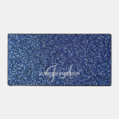 Elegante Monogrammed initiaal Blue Glitter Desk Ma Bureaumat (Voorkant)