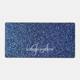 Elegante Monogrammed initiaal Blue Glitter Desk Ma Bureaumat