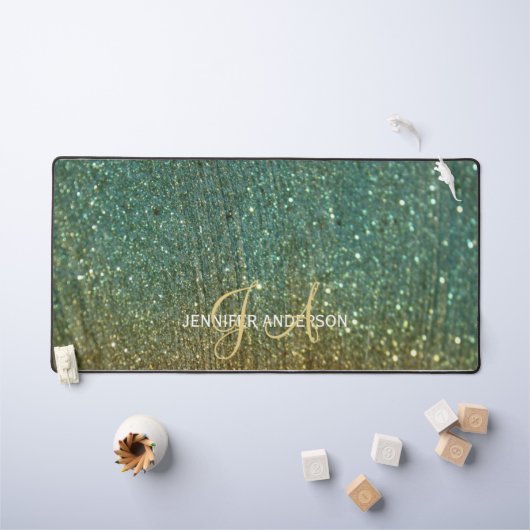 Elegante Monogrammed initiaal Gouden Glitter Desk  Bureaumat (Kindertafel)