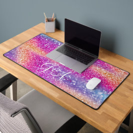 Elegante Monogrammed initiaal Kleurrijke Glit Desk Bureaumat