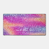 Elegante Monogrammed initiaal Kleurrijke Glit Desk Bureaumat (Voorkant)