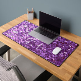 Elegante Monogrammed initiaal Paarse Sequin Desk M Bureaumat