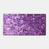 Elegante Monogrammed initiaal Paarse Sequin Desk M Bureaumat (Voorkant)