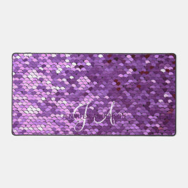 Elegante Monogrammed initiaal Paarse Sequin Desk M Bureaumat