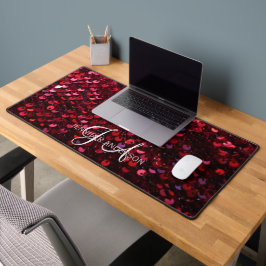 Elegante Monogrammed initiaal Red Sequins Desk Mat