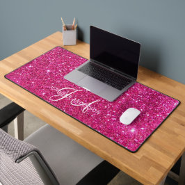 Elegante Monogrammed initiaal Roze Glitter Desk Ma Bureaumat