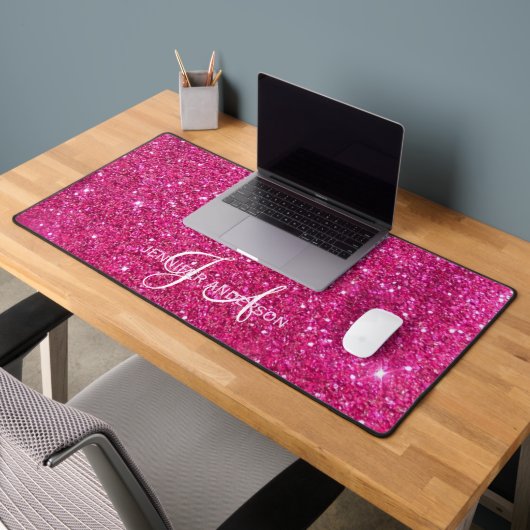 Elegante Monogrammed initiaal Roze Glitter Desk Ma Bureaumat (Kantoor 2)