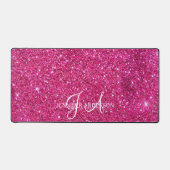 Elegante Monogrammed initiaal Roze Glitter Desk Ma Bureaumat (Voorkant)