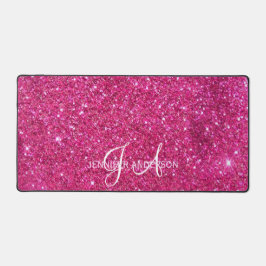 Elegante Monogrammed initiaal Roze Glitter Desk Ma Bureaumat