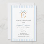 Elegante Monogrammed kam Blue Boy Baby shower Kaart (Voorkant)