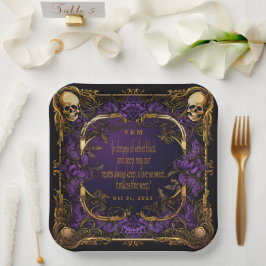 Elegante Monogrammed Liefde Spell Gotische Bruilof Papieren Bordje