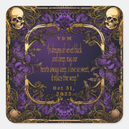 Elegante Monogrammed Liefde Spell Gotische Bruilof Vierkante Sticker