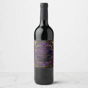 Elegante Monogrammed Liefde Spell Gotische Bruilof Wijn Etiket