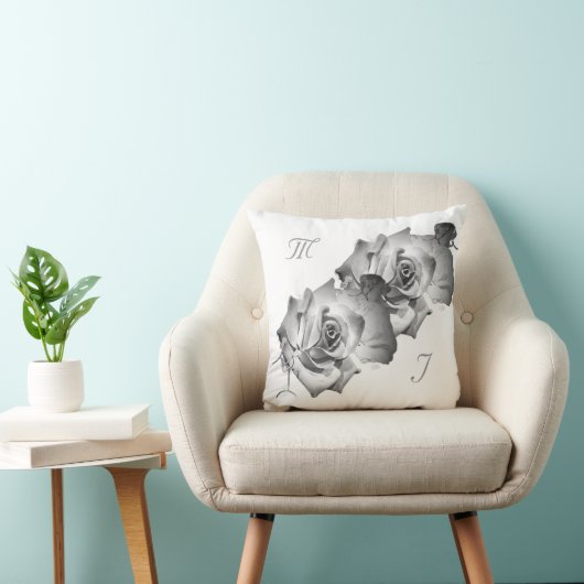 Elegante Monogrammed met Naam Roos Sierkussen (Stoel)