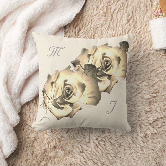Elegante Monogrammed met Naam Roos Sierkussen (Deken)