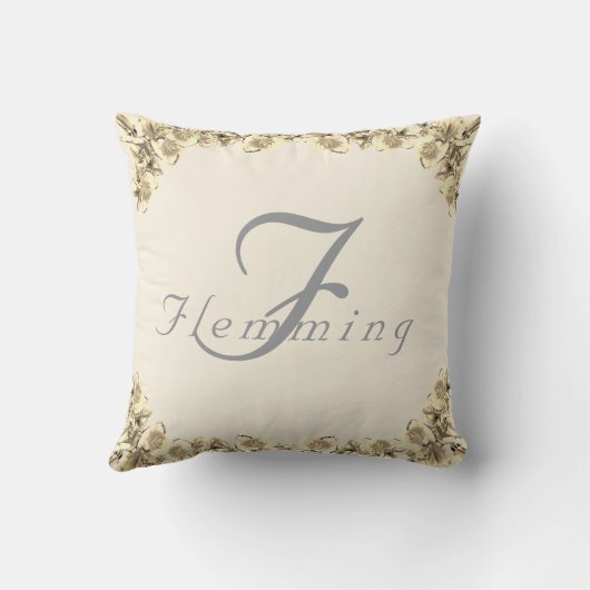 Elegante Monogrammed met Naam Roos Sierkussen (Achterkant)