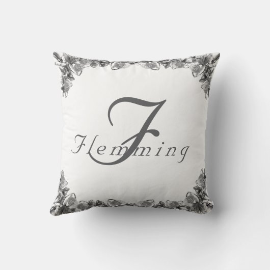 Elegante Monogrammed met Naam Roos Sierkussen (Achterkant)