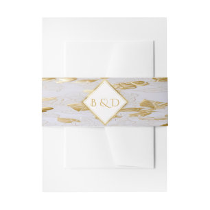 Elegante Monogrammed Monstera vergulde gouden brui Uitnodigingen Wikkel
