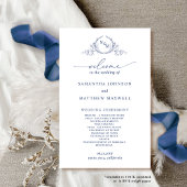 Elegante Monogrammed Navy Blue Wedding Programma