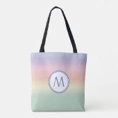 Elegante Monogrammed Pastelregenboog Water Kleuren Tote Bag (Achterkant)