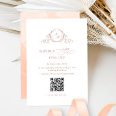 Elegante Monogrammed Peach RSVP Online QR-code Informatiekaartje