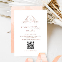 Elegante Monogrammed Peach RSVP Online QR-code Informatiekaartje