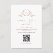 Elegante Monogrammed Peach RSVP Online QR-code Informatiekaartje (Voorkant)