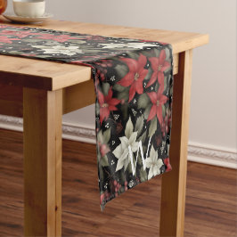 Elegante Monogrammed Poinsettia Winter Tafelloper