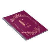 Elegante monogrammed roos gouden lijst bladeren ro notitieboek (Rechterzijde)