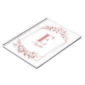 Elegante monogrammed roos gouden lijst bladeren wi notitieboek (Linkerzijde)