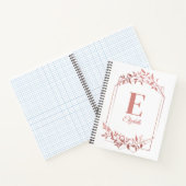 Elegante monogrammed roos gouden lijst bladeren wi notitieboek (Binnen)