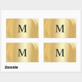 Elegante Monogrammed Sjabloon Custom Faux Gold Rechthoekige Sticker (Vel)