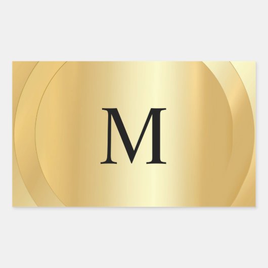 Elegante Monogrammed Sjabloon Custom Faux Gold Rechthoekige Sticker (Voorkant)